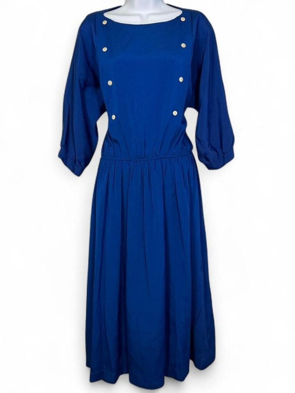 Bill Geoffrey's Vintage Royal Blue Quarter Sleeve Midi Dress